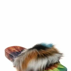 Forever Link New Delma30 Fuzzy Faux Fur Slides - Molded Footbed Shaggy Fluffy Flat Sandal