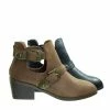 Forever Link New Eury7 Side Slit Cut Out Block Heel Ankle Bootie W Antique Belt Buckle