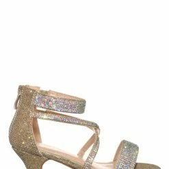 Forever Link New Excited104K Girls Glitter Rhinestone Dress Sandal - Kid Bling Wedding Event Shoe