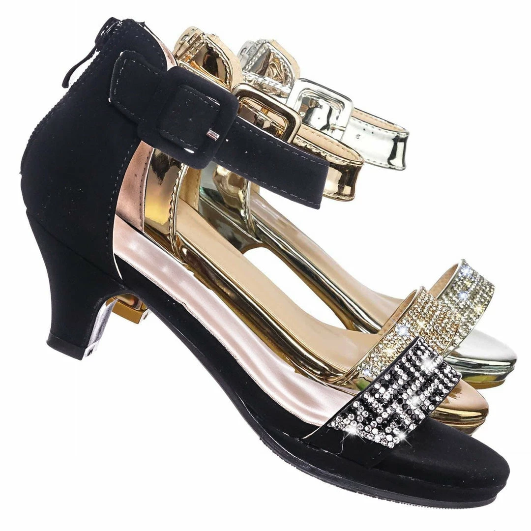 Forever Link New Excited105K Girls Children Heel Princess Dress Sandal Sparkly Rhinestone Glitter