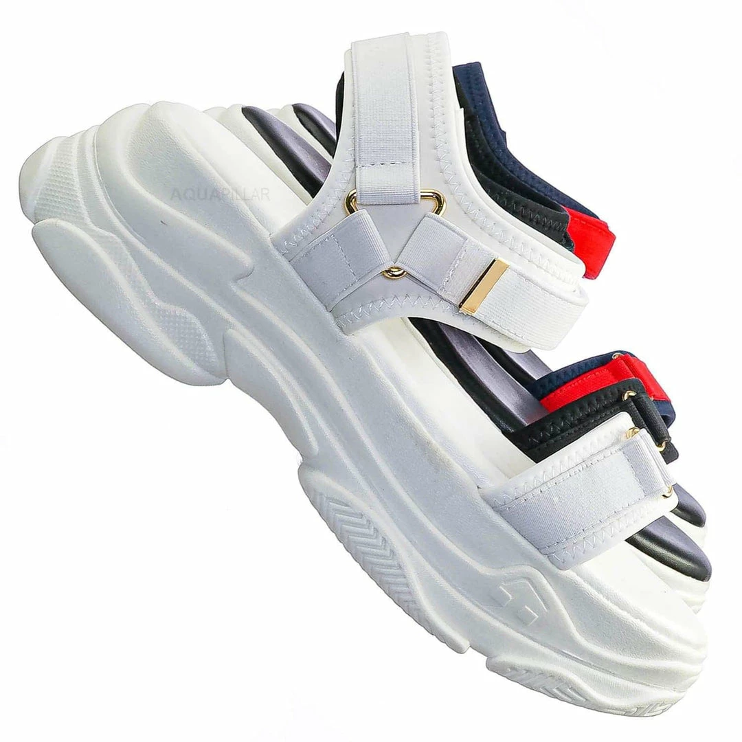 Forever Link New Fancy1 Athleisure Chunky Platform Sporty Sandal - Elastic Hook & Loop Strap