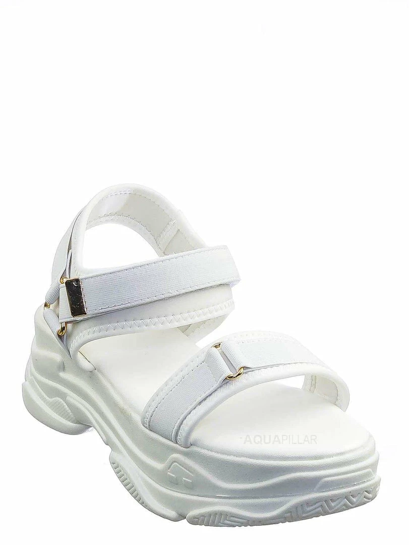 Forever Link New Fancy1 Athleisure Chunky Platform Sporty Sandal - Elastic Hook & Loop Strap
