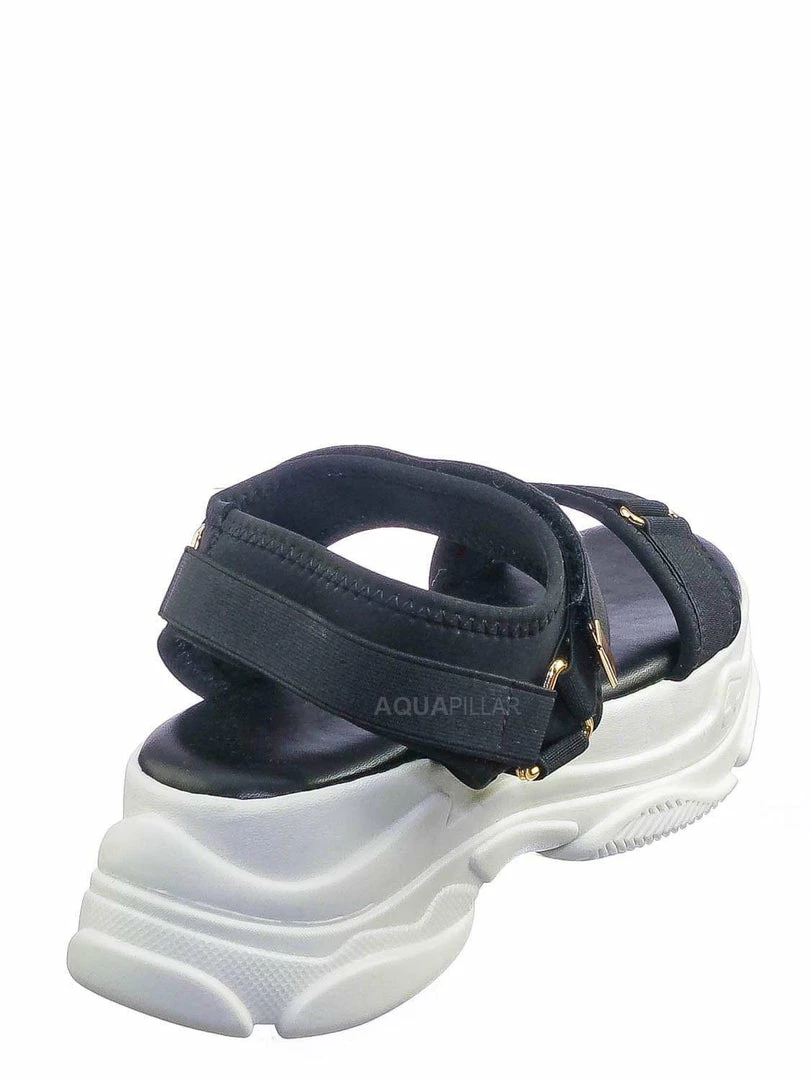 Forever Link New Fancy1 Athleisure Chunky Platform Sporty Sandal - Elastic Hook & Loop Strap