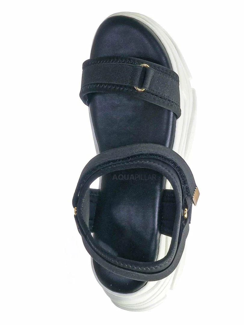 Forever Link New Fancy1 Athleisure Chunky Platform Sporty Sandal - Elastic Hook & Loop Strap