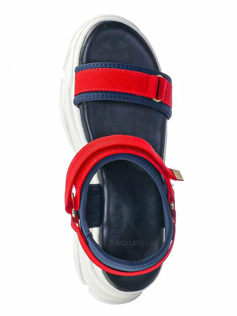 Forever Link New Fancy1 Athleisure Chunky Platform Sporty Sandal - Elastic Hook & Loop Strap