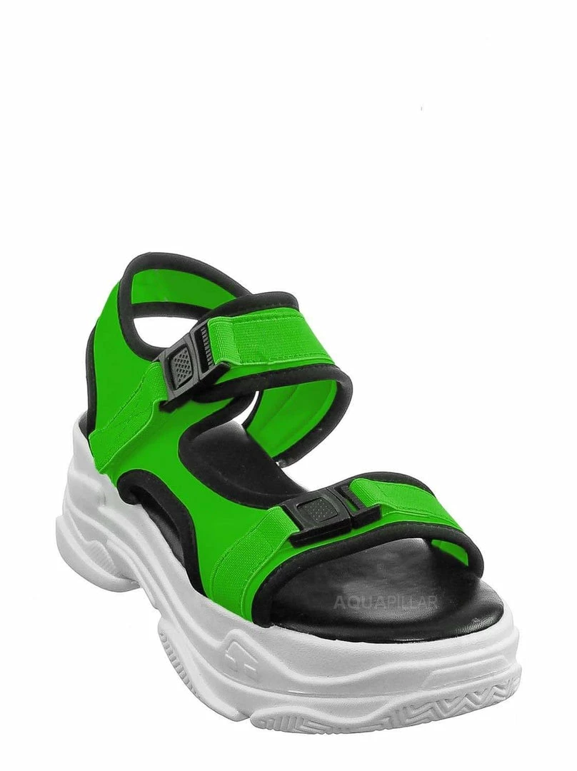 Forever Link Fancy8 Sporty Athleisure Chunky Platform Sandal - Hook & Loop Elastic Strap