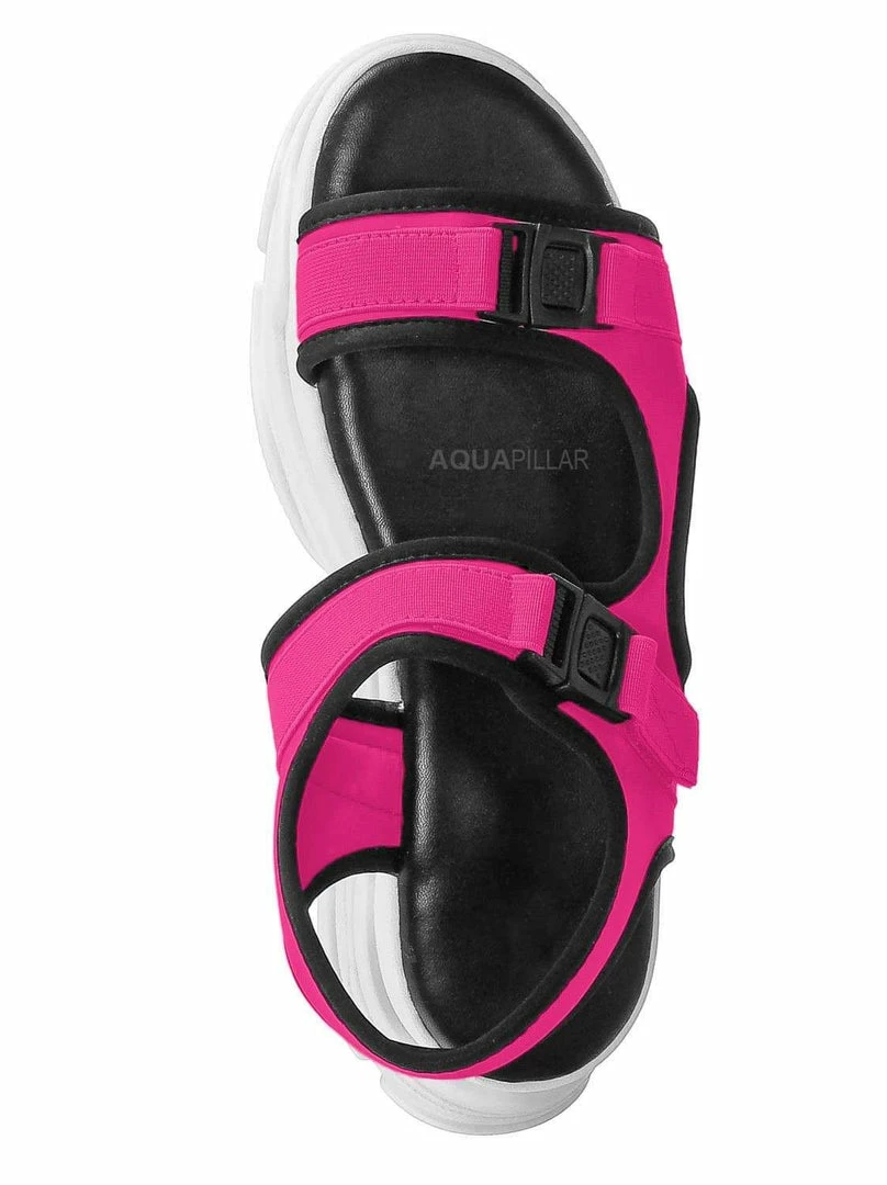 Forever Link Fancy8 Sporty Athleisure Chunky Platform Sandal - Hook & Loop Elastic Strap