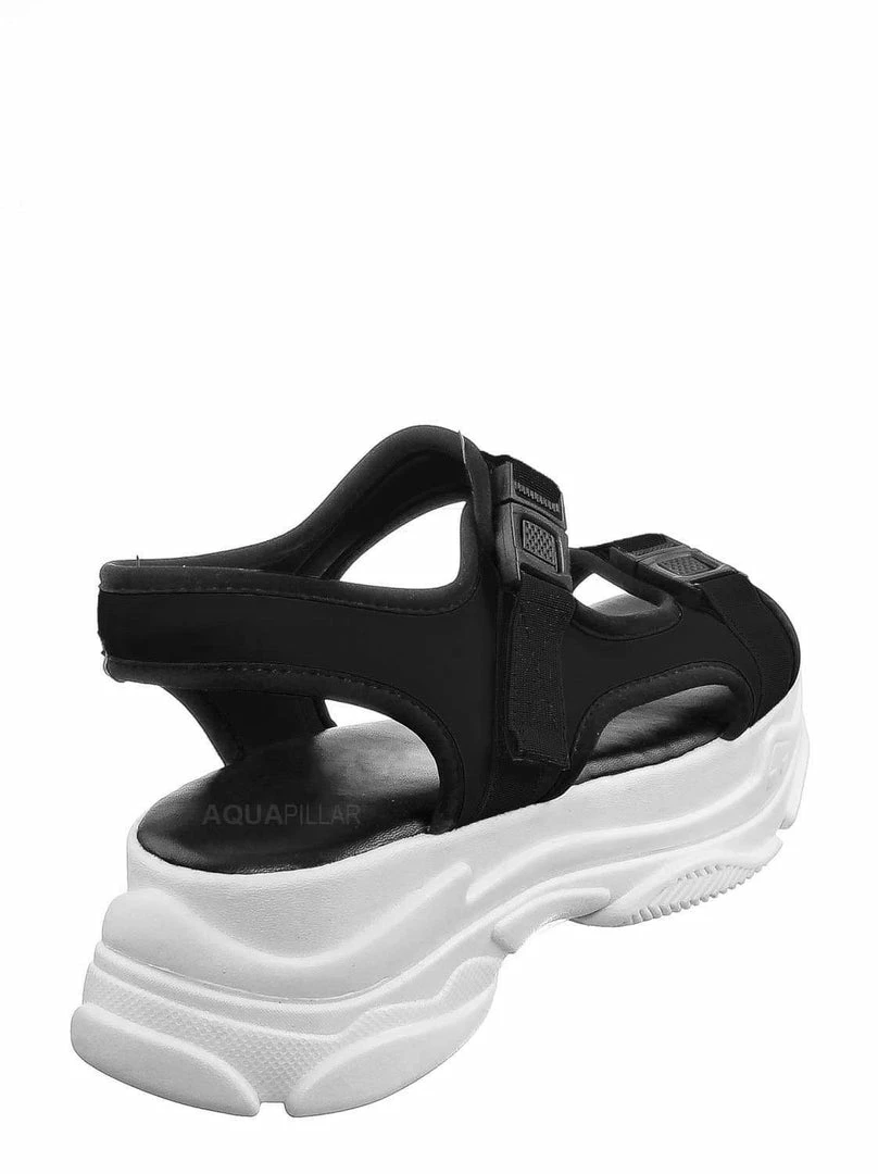 Forever Link Fancy8 Sporty Athleisure Chunky Platform Sandal - Hook & Loop Elastic Strap