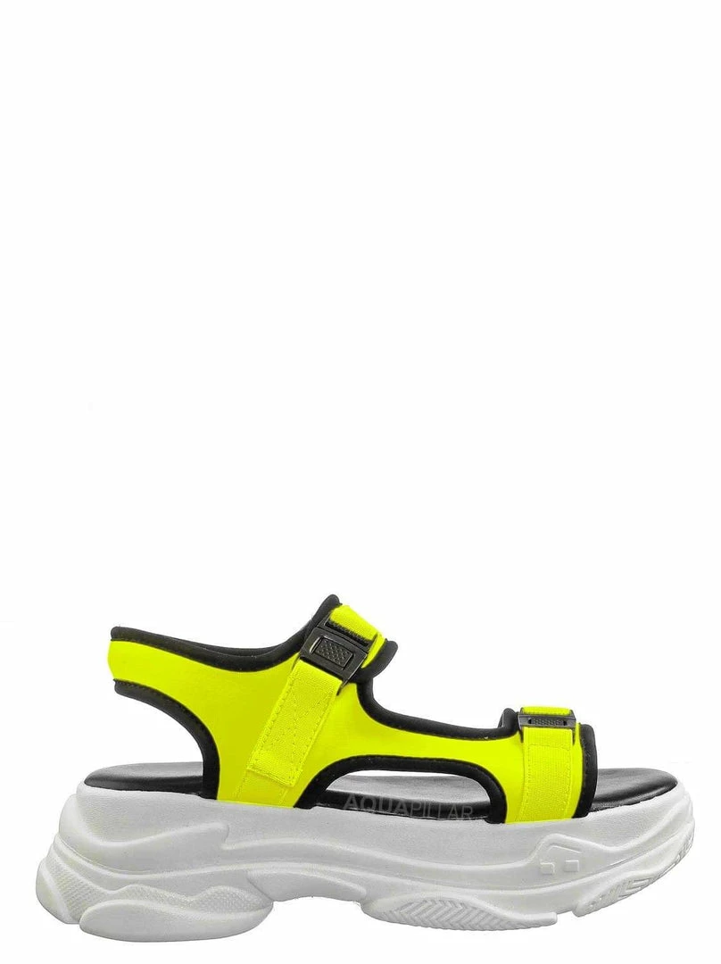 Forever Link Fancy8 Sporty Athleisure Chunky Platform Sandal - Hook & Loop Elastic Strap