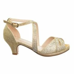 Forever Link Fantastic Children Girl Bling High Block Heel Dress Sandal, Rhinestone Glitter New
