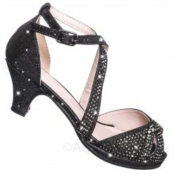 Forever Link Fantastic Children Girl Bling High Block Heel Dress Sandal, Rhinestone Glitter New