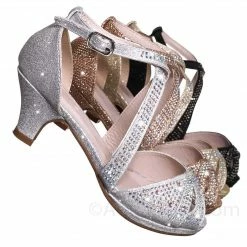 Forever Link Fantastic Children Girl Bling High Block Heel Dress Sandal, Rhinestone Glitter New