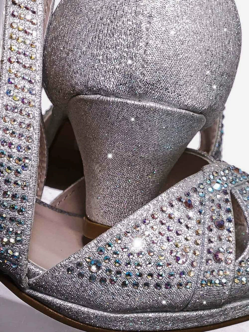 Forever Link Fantastic Children Girl Bling High Block Heel Dress Sandal, Rhinestone Glitter New