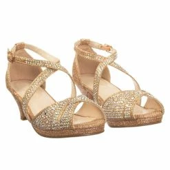 Forever Link Fantastic Children Girl Bling High Block Heel Dress Sandal, Rhinestone Glitter New