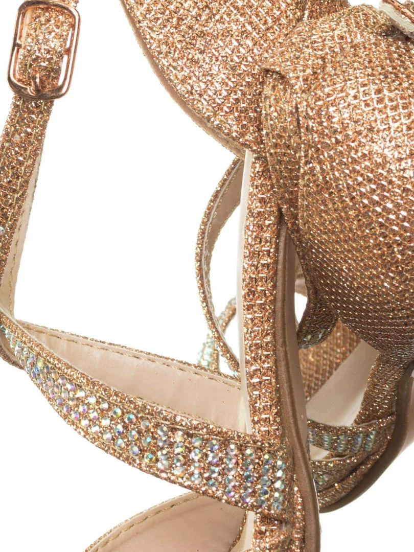 Forever Link Fantastic Children Girl Bling High Block Heel Dress Sandal, Rhinestone Glitter New