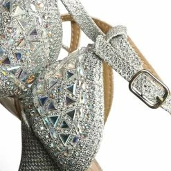 Forever Link New Fantastic91k Children Girl Bling High Block Heel Dress Sandal, Rhinestone Glitter