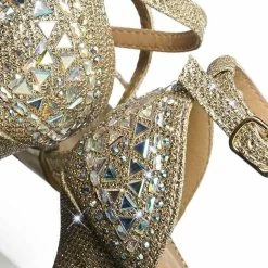 Forever Link New Fantastic91k Children Girl Bling High Block Heel Dress Sandal, Rhinestone Glitter