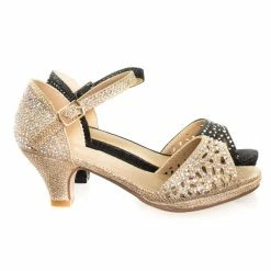 Forever Link Fantastic92k Children Girls Bling High Block Heel Dress Sandal W Rhinestone Stud & Glitter