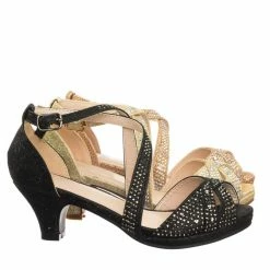 Forever Link Fantastic92k Children Girls Bling High Block Heel Dress Sandal W Rhinestone Stud & Glitter