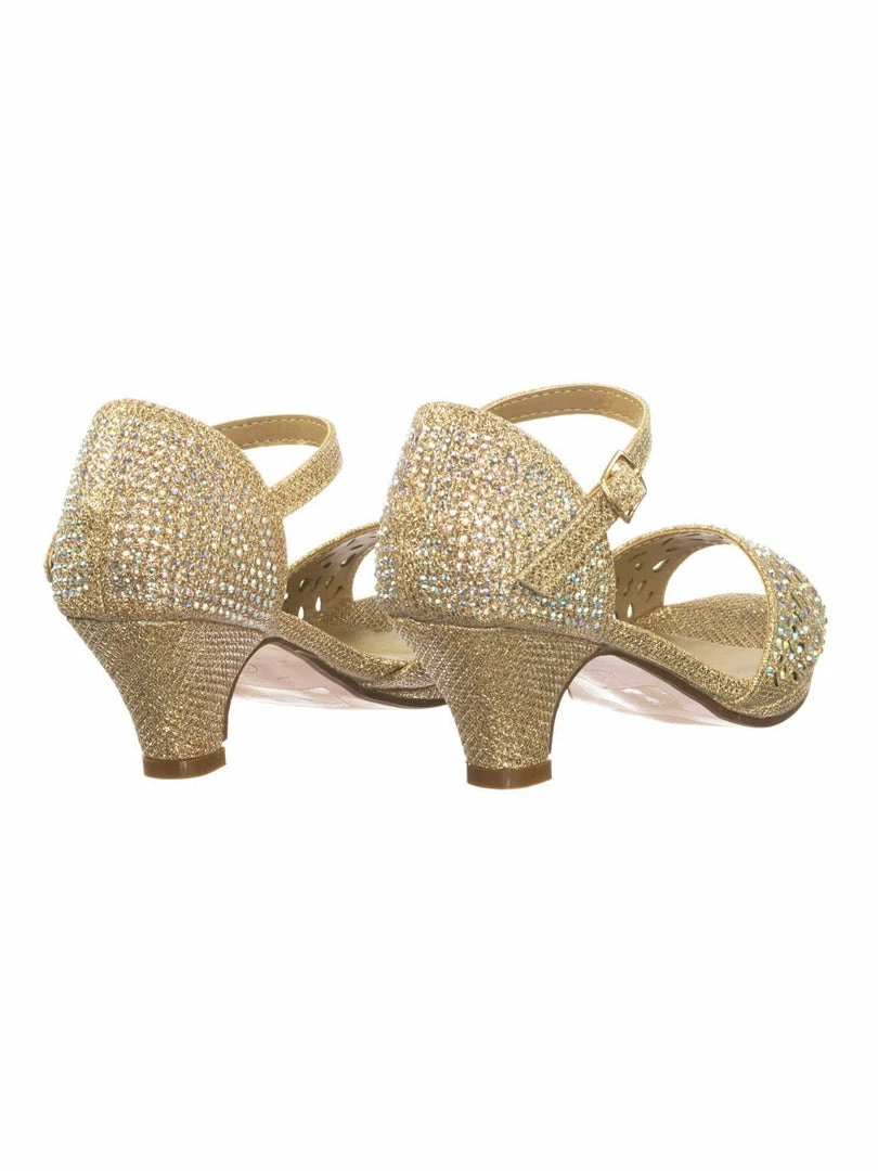 Forever Link Fantastic92k Children Girls Bling High Block Heel Dress Sandal W Rhinestone Stud & Glitter