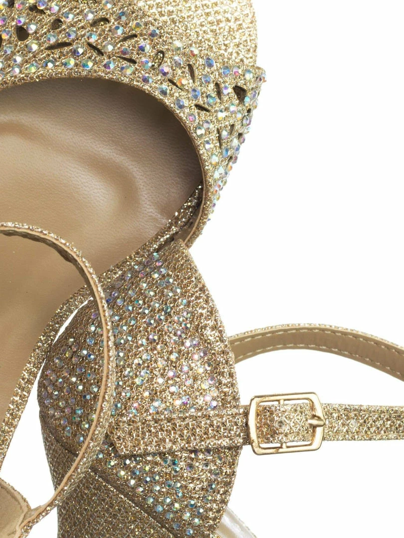 Forever Link Fantastic92k Children Girls Bling High Block Heel Dress Sandal W Rhinestone Stud & Glitter