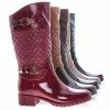 Forever Link Fatima27K By Link, Children Girls Mid Calf Quilted Buckled Shaft Rain Boots