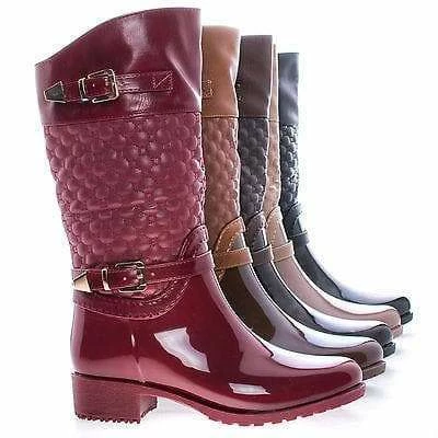 Forever Link Fatima27K By Link, Children Girls Mid Calf Quilted Buckled Shaft Rain Boots