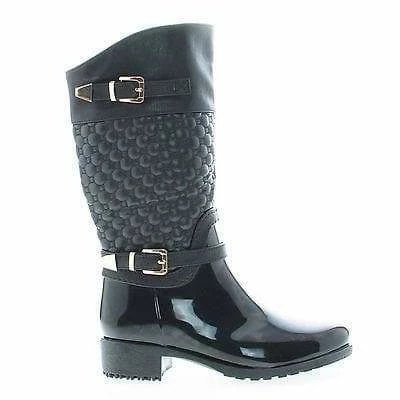 Forever Link Fatima27K By Link, Children Girls Mid Calf Quilted Buckled Shaft Rain Boots