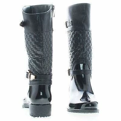 Forever Link Fatima27K By Link, Children Girls Mid Calf Quilted Buckled Shaft Rain Boots