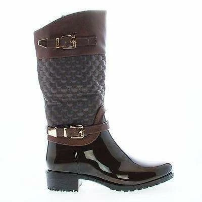 Forever Link Fatima27K By Link, Children Girls Mid Calf Quilted Buckled Shaft Rain Boots