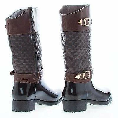 Forever Link Fatima27K By Link, Children Girls Mid Calf Quilted Buckled Shaft Rain Boots