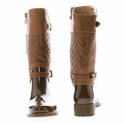 Forever Link Fatima27K By Link, Children Girls Mid Calf Quilted Buckled Shaft Rain Boots