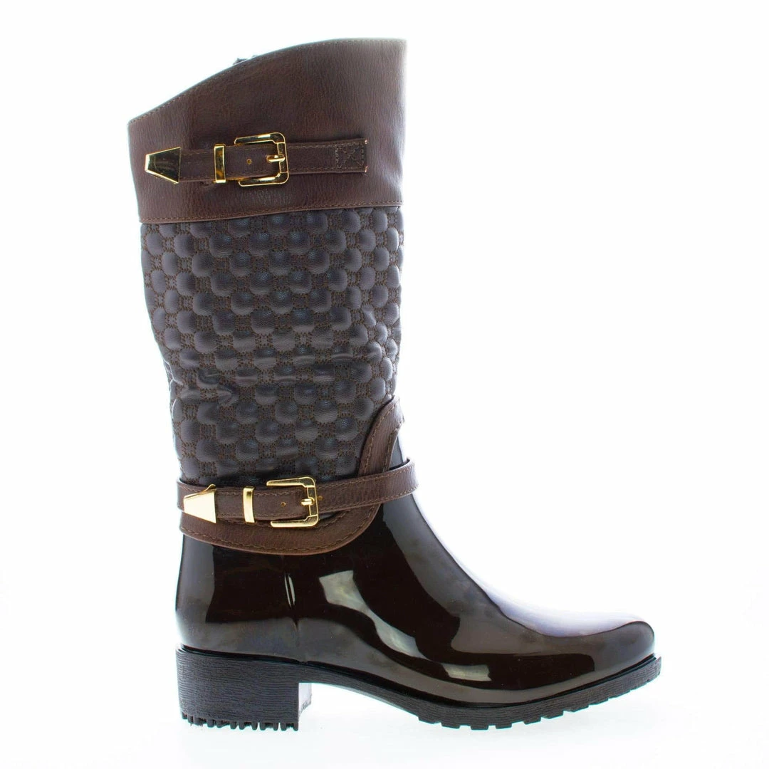 Forever Link Fatima27K By Link, Children Girls Mid Calf Quilted Buckled Shaft Rain Boots