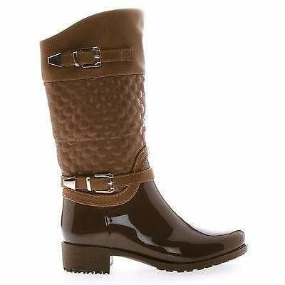 Forever Link Fatima27K By Link, Children Girls Mid Calf Quilted Buckled Shaft Rain Boots