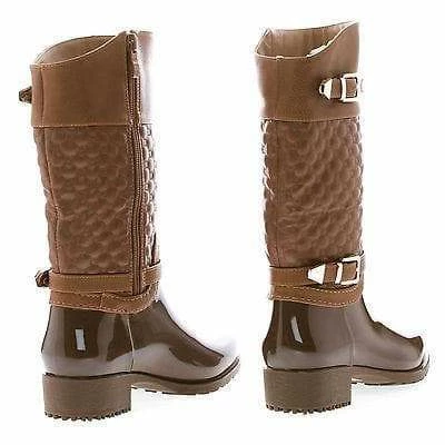 Forever Link Fatima27K By Link, Children Girls Mid Calf Quilted Buckled Shaft Rain Boots