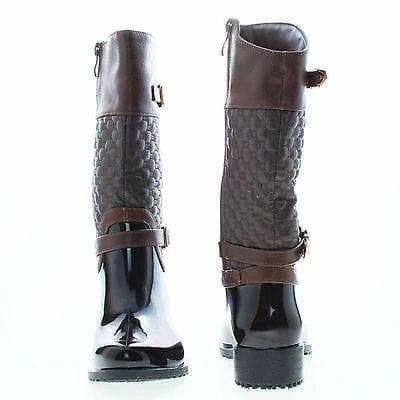 Forever Link Fatima27K By Link, Children Girls Mid Calf Quilted Buckled Shaft Rain Boots