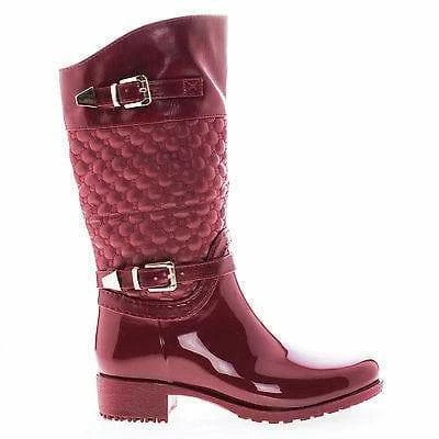 Forever Link Fatima27K By Link, Children Girls Mid Calf Quilted Buckled Shaft Rain Boots