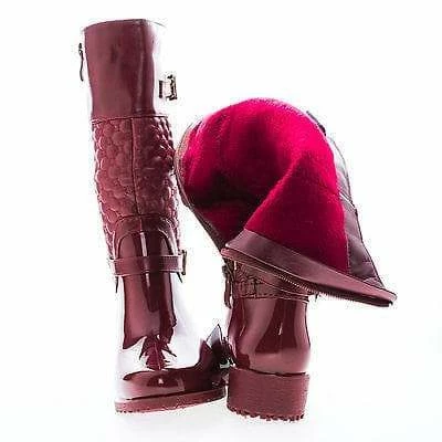 Forever Link Fatima27K By Link, Children Girls Mid Calf Quilted Buckled Shaft Rain Boots