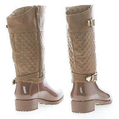 Forever Link Fatima27K By Link, Children Girls Mid Calf Quilted Buckled Shaft Rain Boots