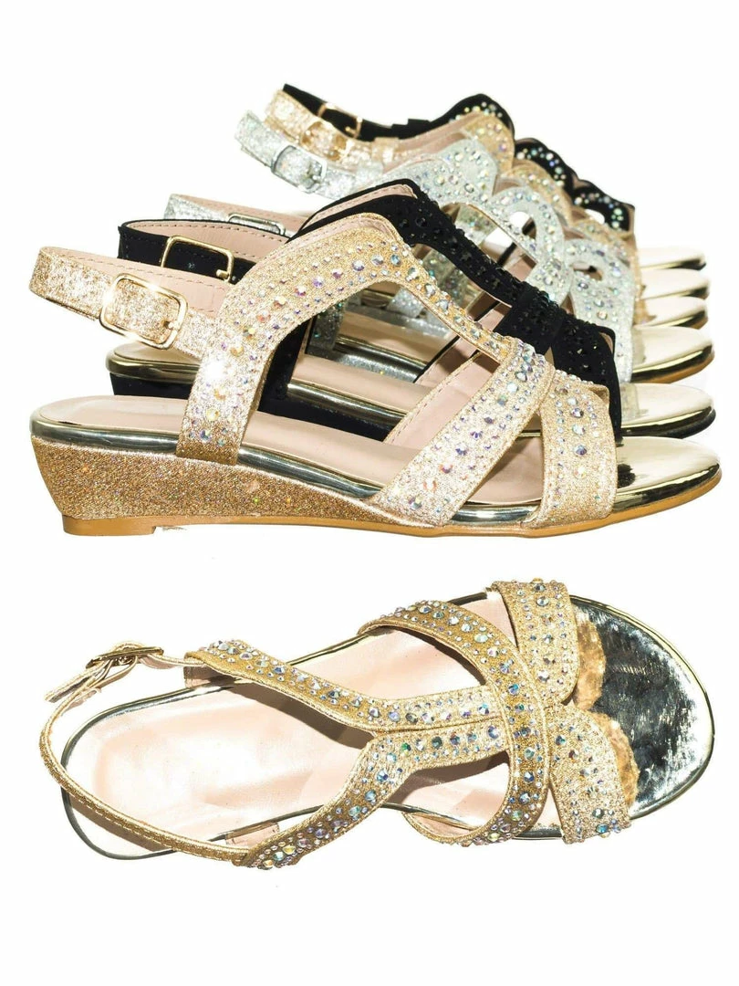 Forever Link Finder12K Children Girls Glitter Rhinestone Open Toe Party Wedding Dress Sandal