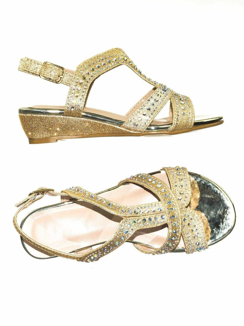 Forever Link Finder12K Children Girls Glitter Rhinestone Open Toe Party Wedding Dress Sandal