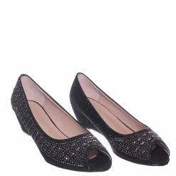 Forever Link New Fisher1 Rhinestone Crystal Low Wedge Pump - Women Peep Toe Shinny Diamond Shoe