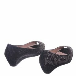 Forever Link New Fisher1 Rhinestone Crystal Low Wedge Pump - Women Peep Toe Shinny Diamond Shoe