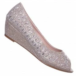 Forever Link New Fisher1 Rhinestone Crystal Low Wedge Pump - Women Peep Toe Shinny Diamond Shoe