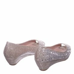 Forever Link New Fisher1 Rhinestone Crystal Low Wedge Pump - Women Peep Toe Shinny Diamond Shoe