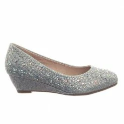 Forever Link Fisher2K Link, Children Girl's Sparkling Glitter Rhinestone Crystal Wedge Dress Pump