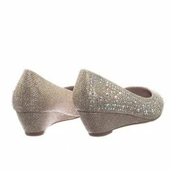 Forever Link Fisher2K Link, Children Girl's Sparkling Glitter Rhinestone Crystal Wedge Dress Pump