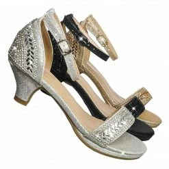 Forever Link New Gipsy5K Girls Children Heel Princess Dress Sandals W Sparkly Rhinestone Glitter