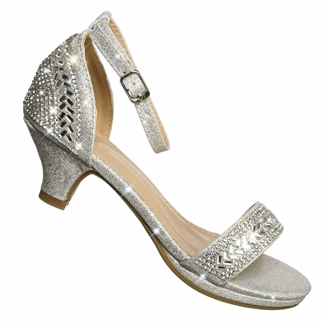 Forever Link New Gipsy5K Girls Children Heel Princess Dress Sandals W Sparkly Rhinestone Glitter