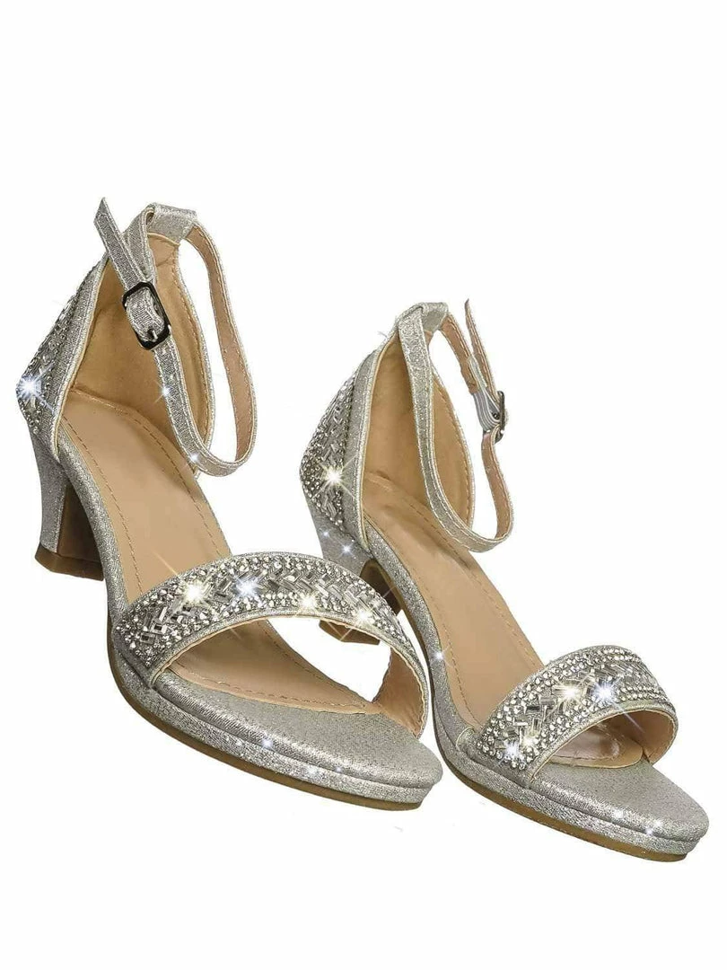 Forever Link New Gipsy5K Girls Children Heel Princess Dress Sandals W Sparkly Rhinestone Glitter
